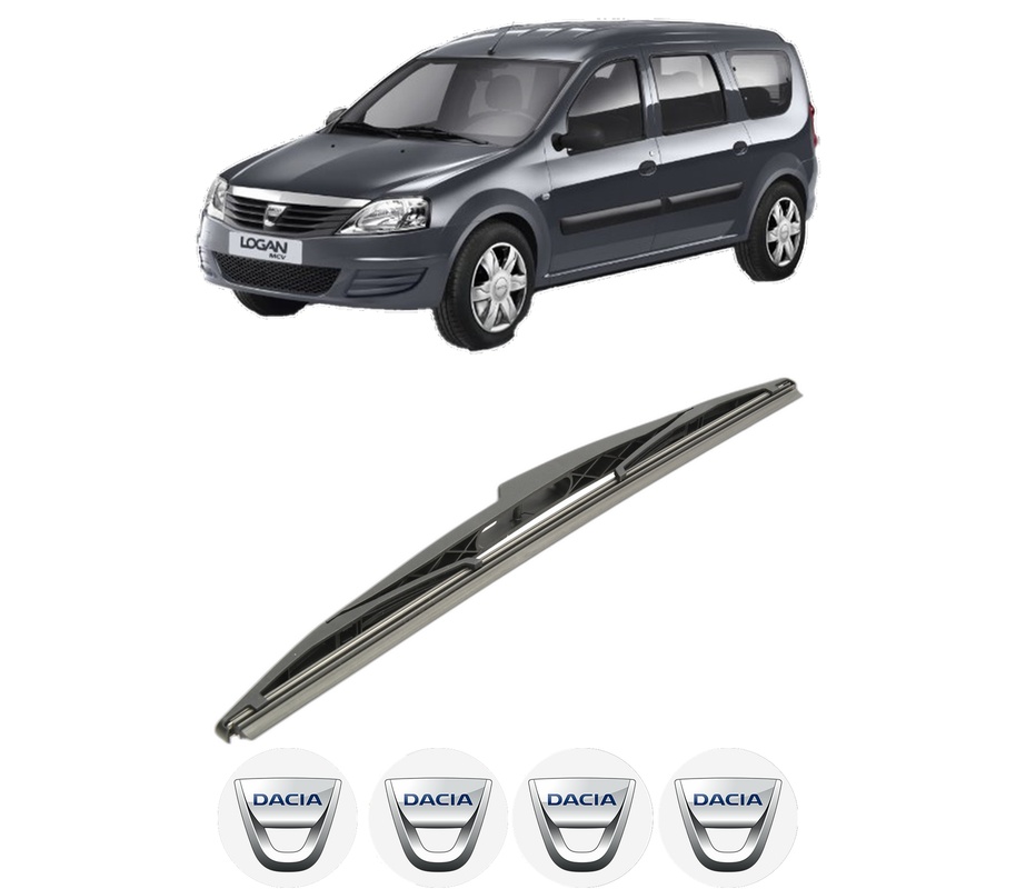Stergator lamela spate DACIA LOGAN MCV (KS_) din 2007 - 2013, pentru luneta auto, Bosch Twin, din cauciuc siliconat rezistent, 4 Stickere Auto DACIA