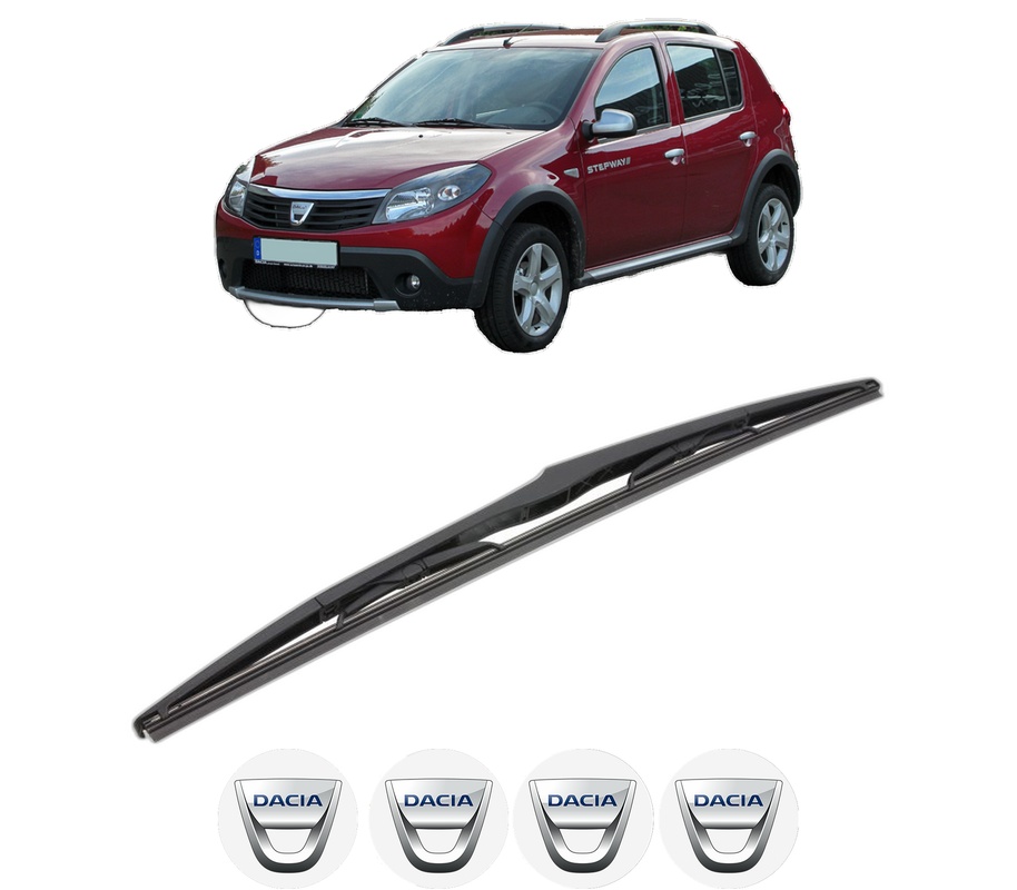 Stergator lamela spate DACIA SANDERO din 2008 - 2013, pentru luneta auto, Valeo Silencio, din cauciuc siliconat rezistent, 4 Stickere Auto DACIA