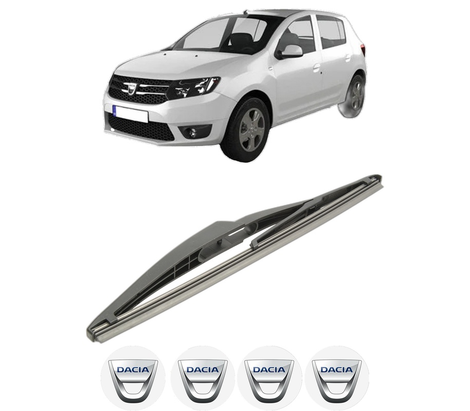 Stergator lamela spate DACIA SANDERO II din 2012, pentru luneta auto, Bosch Twin, din cauciuc siliconat rezistent, 4 Stickere Auto DACIA