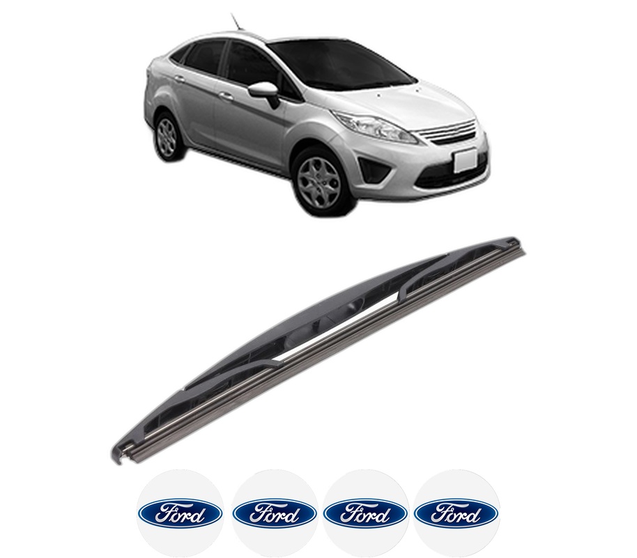 Stergator lamela spate FORD FIESTA Saloon din 2002 - 2017, pentru luneta auto, Bosch Twin, din cauciuc siliconat rezistent, 4 Stickere Auto FORD