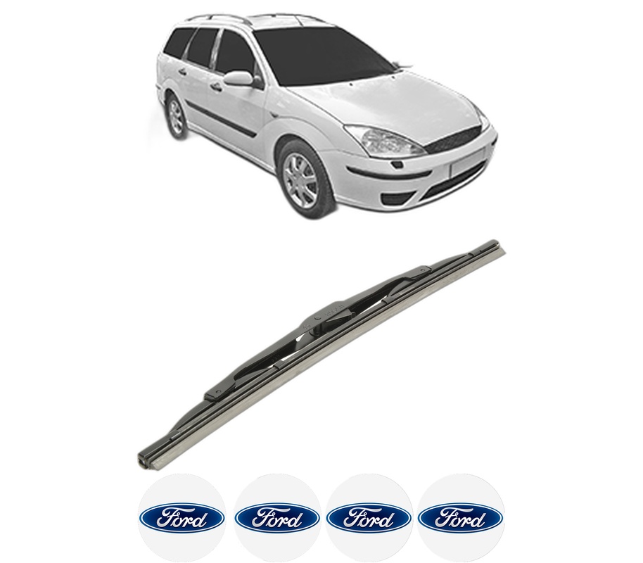 Stergator lamela spate FORD FOCUS I Estate Van (DNW) din 1998 - 2005, pentru luneta auto, Bosch Twin, din cauciuc siliconat rezistent, 4 Stickere Auto FORD