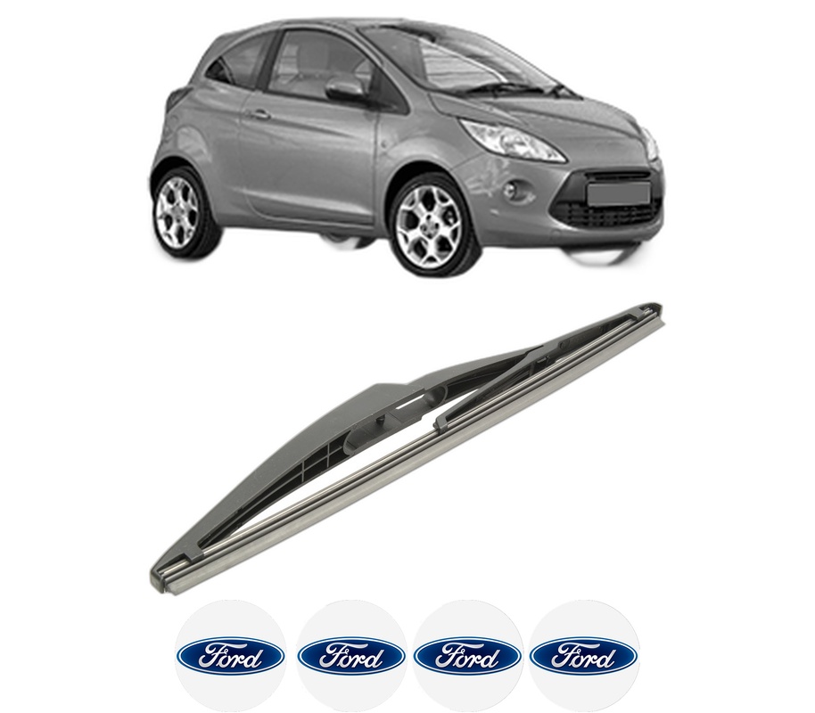 Stergator lamela spate FORD KA (RU8) din 2008 - 2016, pentru luneta auto, Bosch Twin, din cauciuc siliconat rezistent, 4 Stickere Auto FORD