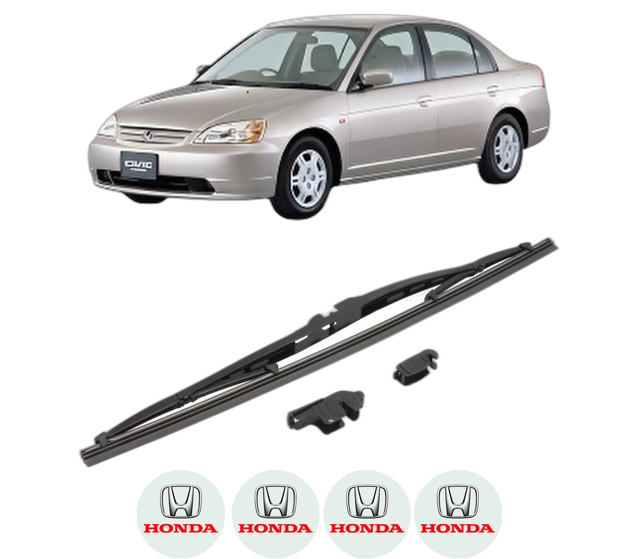 Stergator lamela spate HONDA CIVIC VII Saloon (ES, ET) din 2001 - 2005, pentru luneta auto, Valeo Silencio, din cauciuc siliconat rezistent, 4 Stickere Auto HONDA