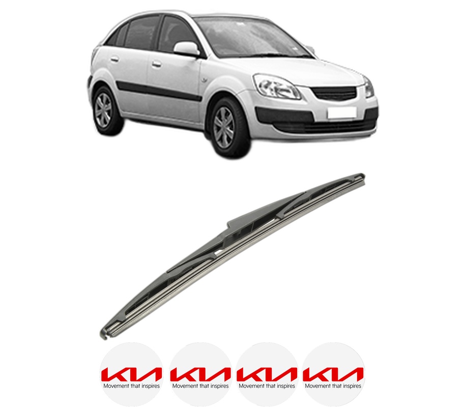 Stergator lamela spate KIA RIO II (JB) din 2005 - 2011, pentru luneta auto, Bosch Twin, din cauciuc siliconat rezistent, 4 Stickere Auto KIA