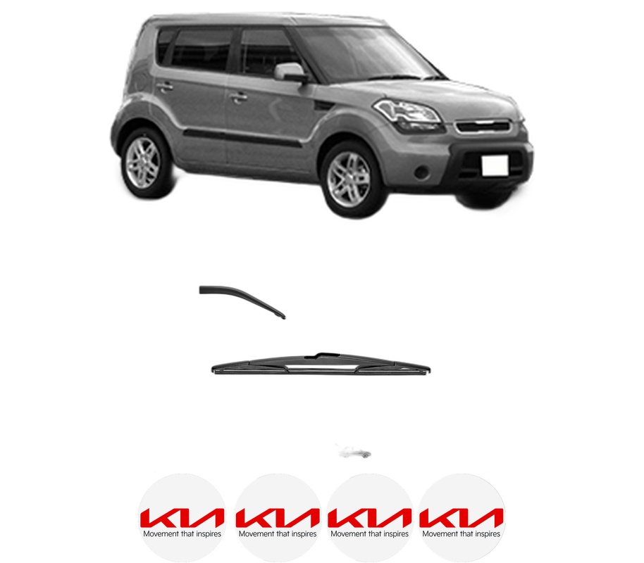 Stergator lamela spate KIA SOUL I (AM) din 2009 - 2014, pentru luneta auto, Valeo Silencio, din cauciuc siliconat rezistent, 4 Stickere Auto KIA