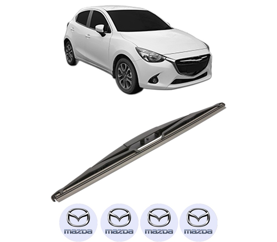 Stergator lamela spate MAZDA 2 Hatchback (DL, DJ) din 2014, pentru luneta auto, Valeo Silencio, din cauciuc siliconat rezistent, 4 Stickere Auto MAZDA