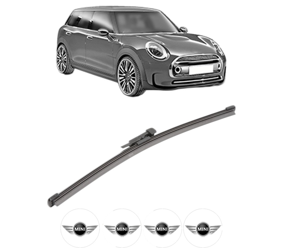 Stergator lamela spate MINI MINI CLUBMAN (R55) din 2007 - 2014, pentru luneta auto, Valeo Silencio Xtrm, din cauciuc siliconat rezistent, 4 Stickere Auto MINI