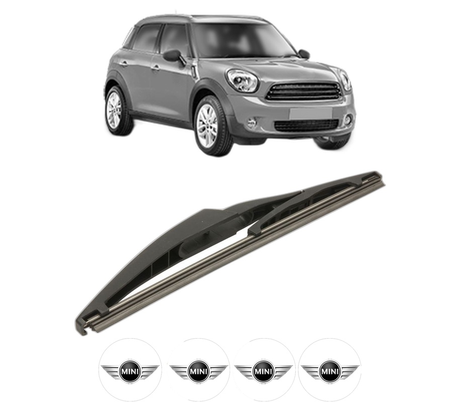 Stergator lamela spate MINI MINI COUNTRYMAN (R60) din 2010 - 2016, pentru luneta auto, Bosch Twin, din cauciuc siliconat rezistent, 4 Stickere Auto MINI