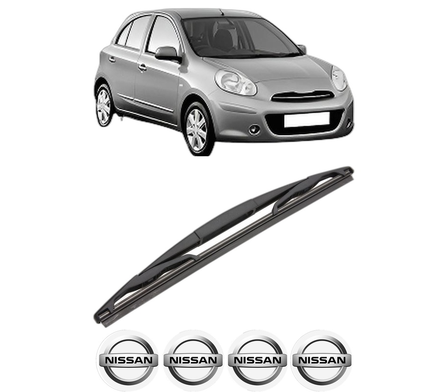 Stergator lamela spate NISSAN MICRA IV (K13K, K13KK) din 2010 - 2015, pentru luneta auto, Valeo Silencio, din cauciuc siliconat rezistent, 4 Stickere Auto NISSAN