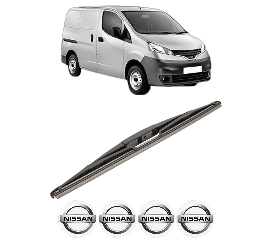 Stergator lamela spate NISSAN NV200 Van din 2010 - 2013, pentru luneta auto, Valeo Silencio, din cauciuc siliconat rezistent, 4 Stickere Auto NISSAN