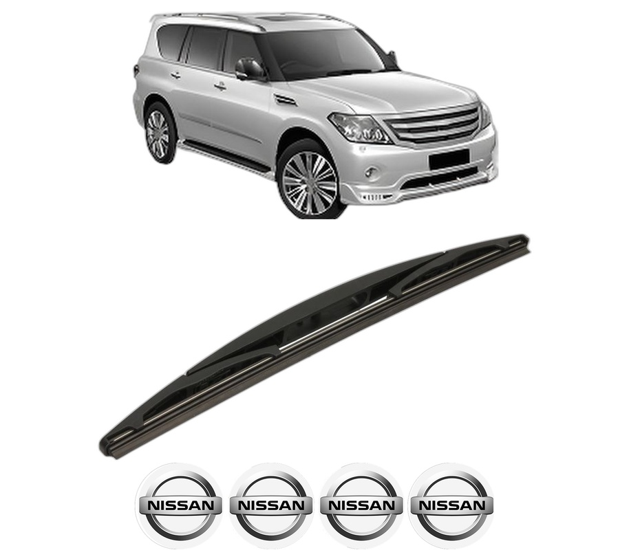 Stergator lamela spate NISSAN PATROL VI (Y62) din 2010, pentru luneta auto, Bosch Twin, din cauciuc siliconat rezistent, 4 Stickere Auto NISSAN
