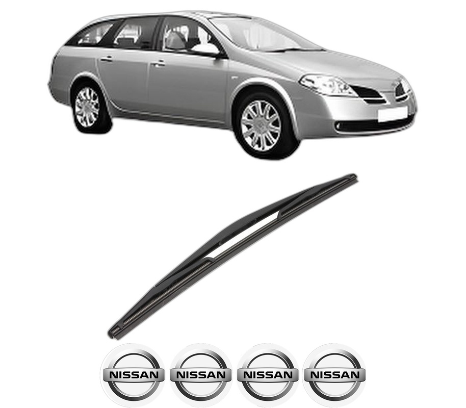 Stergator lamela spate NISSAN PRIMERA Estate (WP12) din 2002 - 2007, pentru luneta auto, Valeo Silencio, din cauciuc siliconat rezistent, 4 Stickere Auto NISSAN