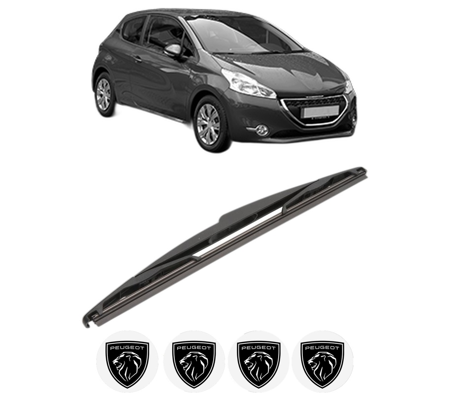 Stergator lamela spate PEUGEOT 208 Hatchback Van (CR_) din 2013 - 2019, pentru luneta auto, Valeo Silencio, din cauciuc siliconat rezistent, 4 Stickere Auto PEUGEOT
