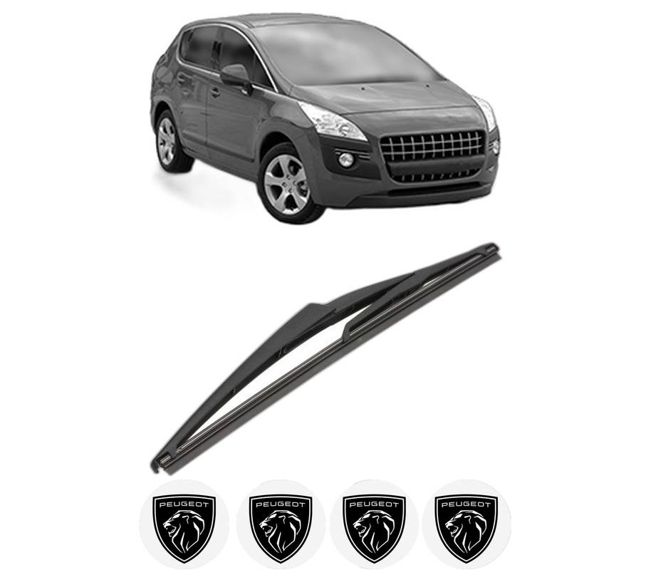 Stergator lamela spate PEUGEOT 3008 Van (0U_) din 2009 - 2016, pentru luneta auto, Valeo Silencio, din cauciuc siliconat rezistent, 4 Stickere Auto PEUGEOT