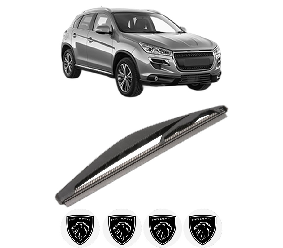 Stergator lamela spate PEUGEOT 4008 din 2012, pentru luneta auto, Valeo Silencio, din cauciuc siliconat rezistent, 4 Stickere Auto PEUGEOT
