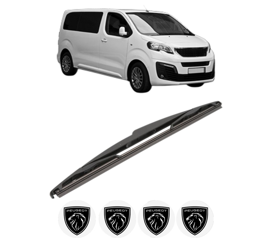 Stergator lamela spate PEUGEOT TRAVELLER Bus (V_) din 2016 - 2023, pentru luneta auto, Valeo Silencio, din cauciuc siliconat rezistent, 4 Stickere Auto PEUGEOT