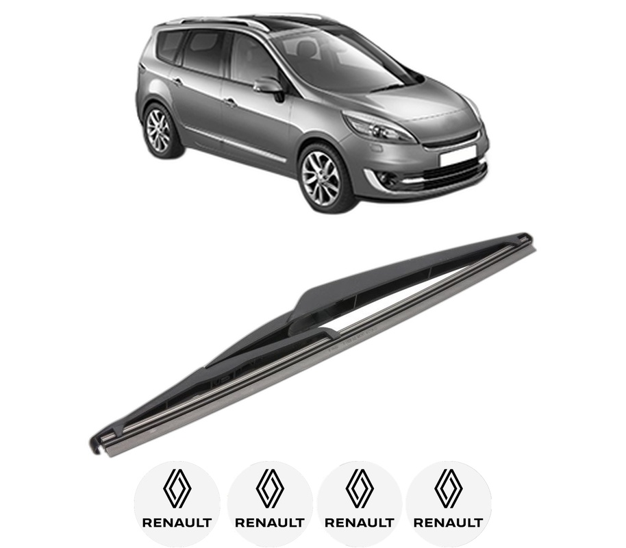 Stergator lamela spate RENAULT GRAND SCENIC III (JZ0/1_) din 2009 - 2016, pentru luneta auto, Valeo Silencio, din cauciuc siliconat rezistent, 4 Stickere Auto RENAULT