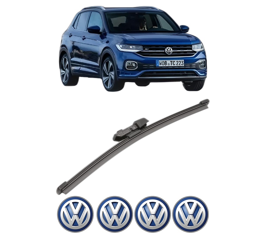 Stergator lamela spate Volkswagen T-CROSS (C11, D31) din 2018, pentru luneta auto, Valeo Silencio Xtrm, din cauciuc siliconat rezistent, 4 Stickere Auto VW