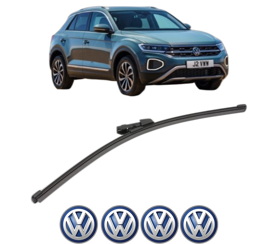 Stergator lamela spate Volkswagen T-ROC (A11, D11) din 2017 - 2021, pentru luneta auto, Valeo Silencio Xtrm, din cauciuc siliconat rezistent, 4 Stickere Auto VW