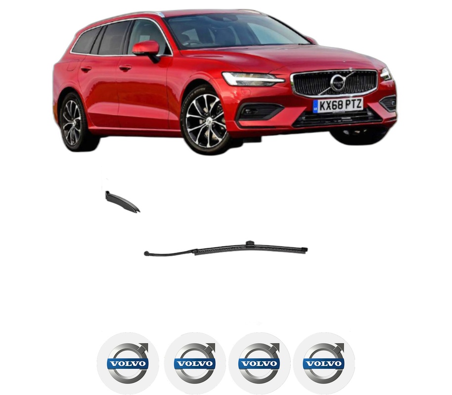 Stergator lamela spate VOLVO V60 II (225) din 2018 - 2022, pentru luneta auto, Valeo AquaBlade, din cauciuc siliconat rezistent, 4 Stickere Auto VOLVO