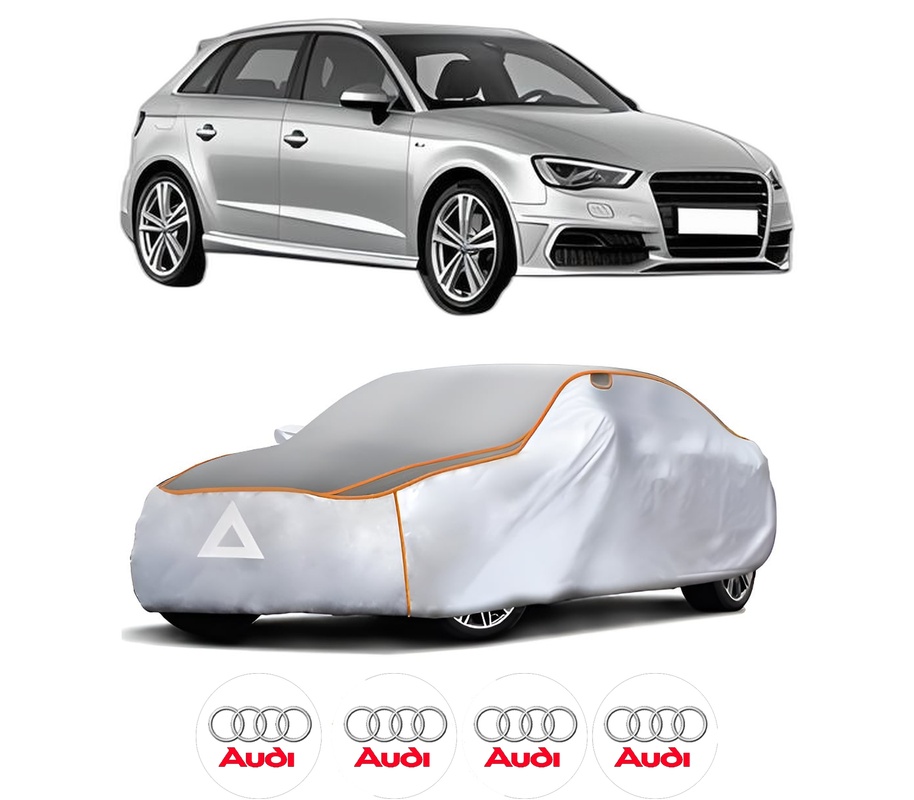 Husa Prelata Antigrindina Auto AUDI A3 Sportback (8VA, 8VF) din 2012-2020, Protectie auto contra intemperiilor la grindina, Waterproof, 4x Stickere auto AUDI