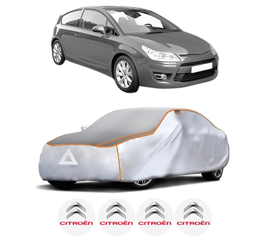 Husa Prelata Antigrindina Auto CITROEN C4 Coupe (LA_) din 2004-2011, Protectie auto contra intemperiilor la grindina, Waterproof, 4x Stickere auto CITROEN