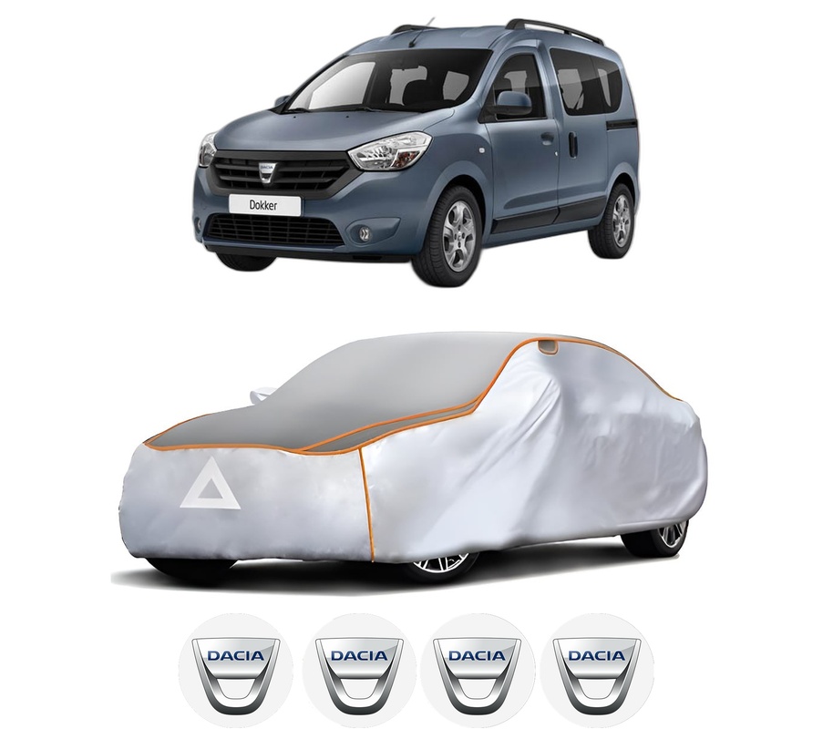Husa Prelata Antigrindina Auto DACIA DOKKER Box Body/MPV din 2012-2021, Protectie auto contra intemperiilor la grindina, Waterproof, 4x Stickere auto DACIA