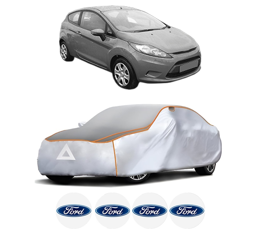 Husa Prelata Antigrindina Auto FORD FIESTA VI (CB1, CCN) din 2008-2018, Protectie auto contra intemperiilor la grindina, Waterproof, 4x Stickere auto FORD