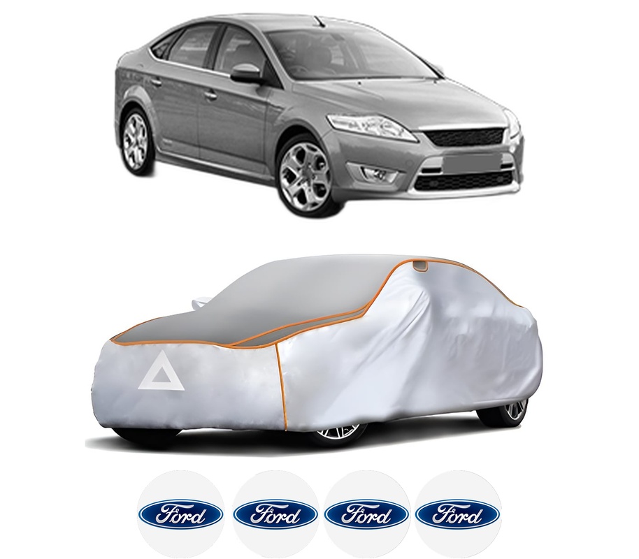 Husa Prelata Antigrindina Auto FORD MONDEO IV Saloon (BA7) din 2007-2015, Protectie auto contra intemperiilor la grindina, Waterproof, 4x Stickere auto FORD