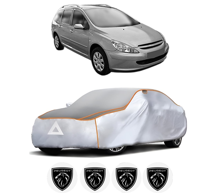 Husa Prelata Antigrindina Auto PEUGEOT 307 SW Estate Van (3E_, 3H_) din 2003-2009, Protectie auto contra intemperiilor la grindina, Waterproof, 4x Stickere auto PEUGEOT