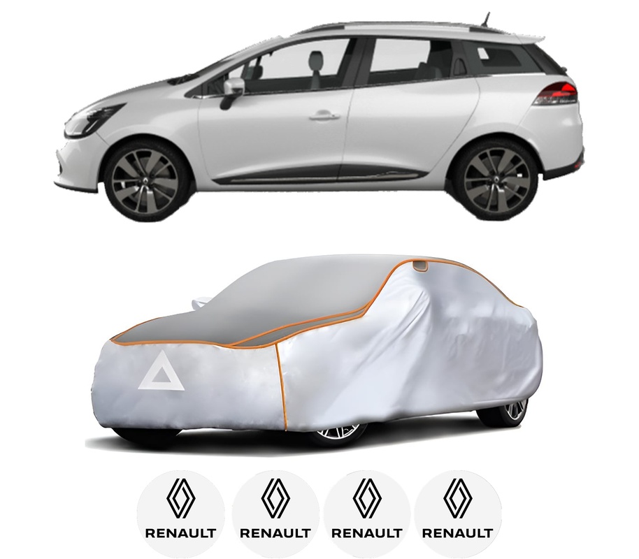 Husa Prelata Antigrindina Auto RENAULT CLIO IV Estate Van (KH_) din 2014-2021, Protectie auto contra intemperiilor la grindina, Waterproof, 4x Stickere auto RENAULT