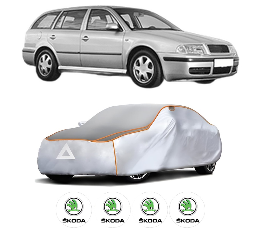 Husa Prelata Antigrindina Auto SKODA Octavia I Combi (1U5) din 1998-2010, Protectie auto contra intemperiilor la grindina, Waterproof, 4x Stickere auto SKODA
