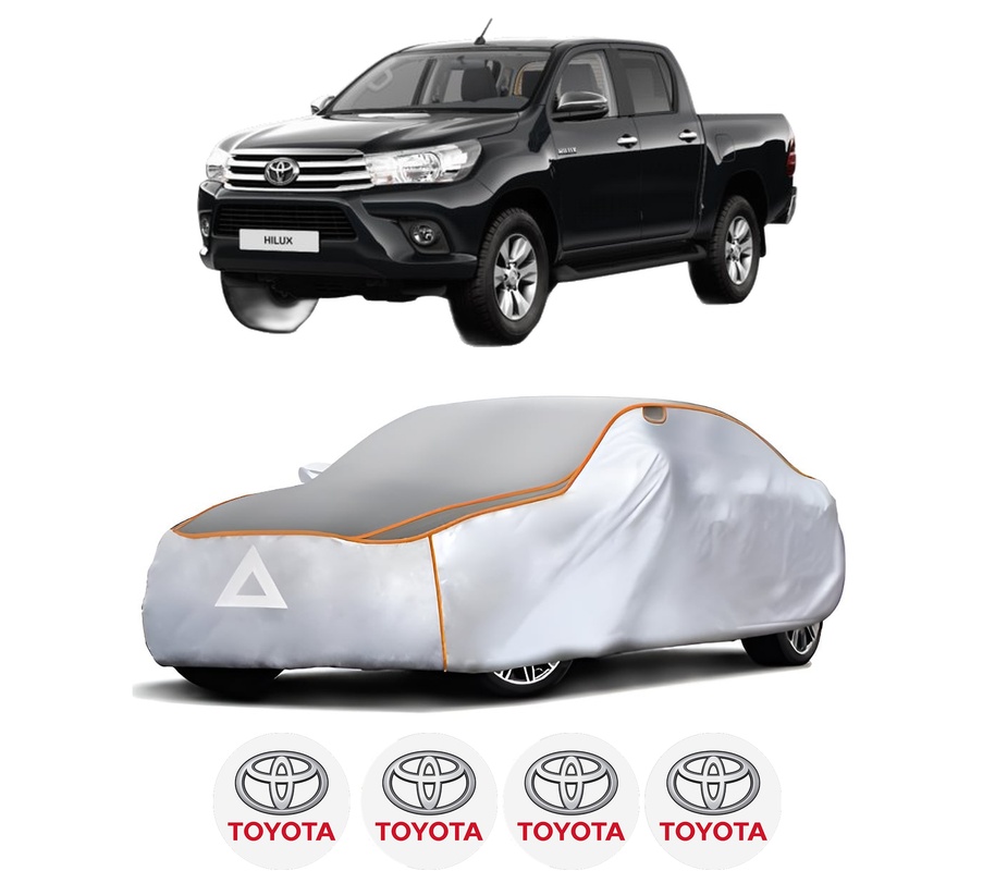 Husa Prelata Antigrindina Auto TOYOTA HILUX VIII Pickup (_N1_) din 2015-2020, Protectie auto contra intemperiilor la grindina, Waterproof, 4x Stickere auto TOYOTA