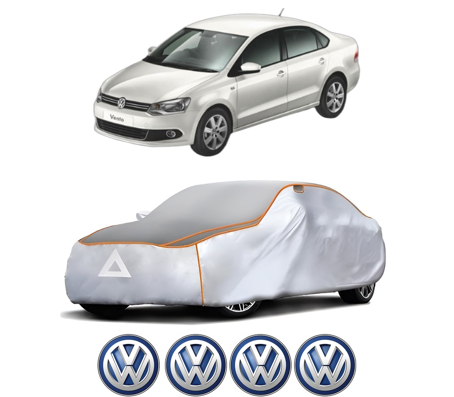 Husa Prelata Antigrindina Auto Volskwagen POLO V Saloon (602, 604, 612, 614) din 2010-2022, Protectie auto contra intemperiilor la grindina, Waterproof, 4x Stickere auto Volskwagen