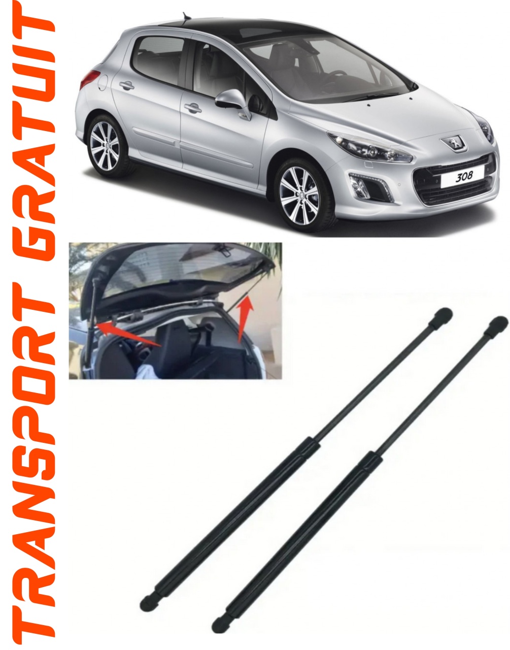 Set 2 amortizoare Haion portbagaj pentru masina Peugeot 308