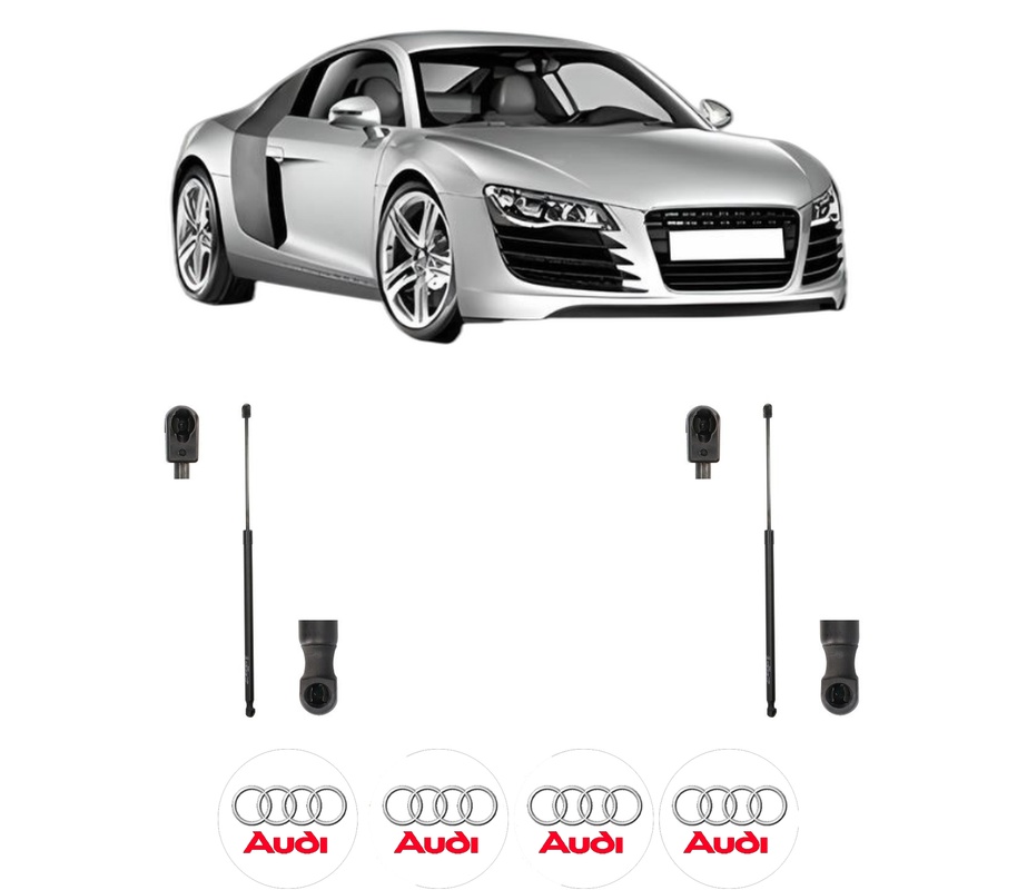 Set amortizoare portbagaj haion pentru AUDI R8 (422, 423) din 2007-2015, 2 bucati, KROSNO, 4 stickere auto AUDI