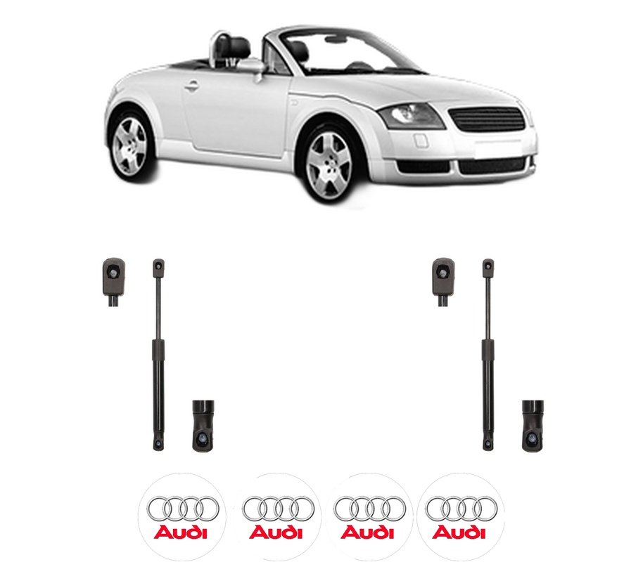 Set amortizoare portbagaj haion pentru AUDI TT Roadster (8N9) din 1999-2006, 2 bucati, MAGNUM TECHNOLOGY, 4 stickere auto AUDI