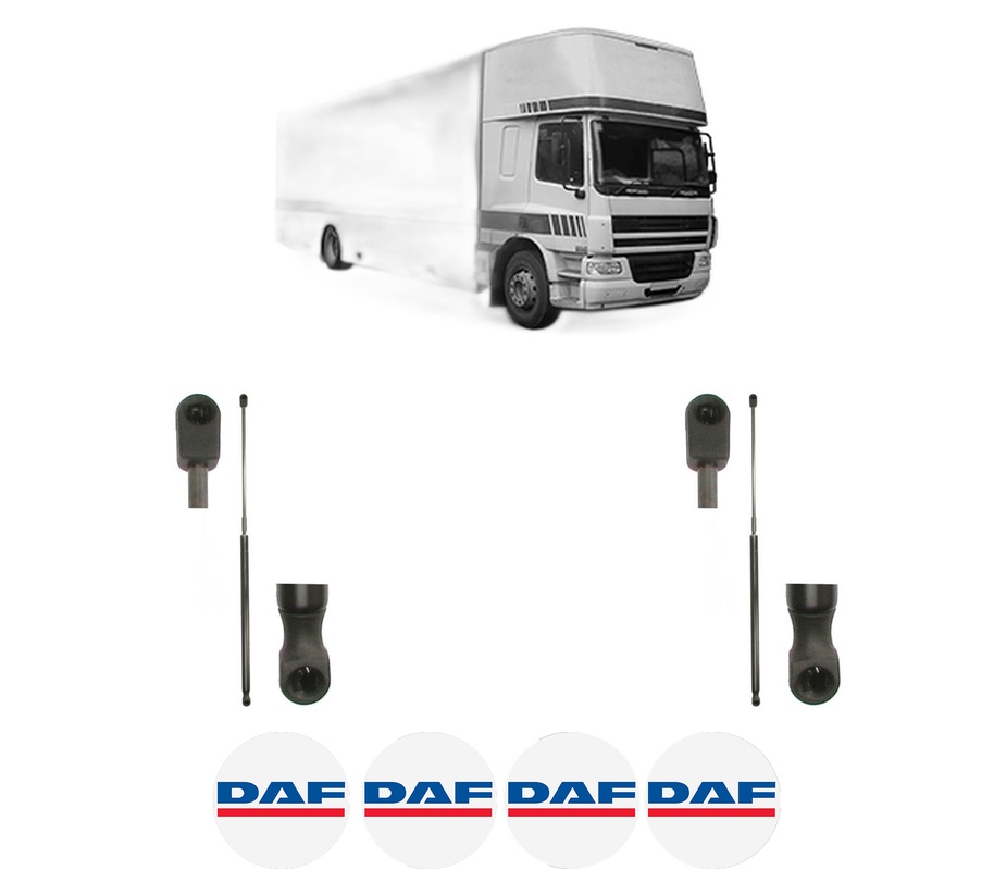 Set amortizoare portbagaj haion pentru DAF 65 CF din 1998-2000, 2 bucati, KROSNO, 4 stickere auto DAF
