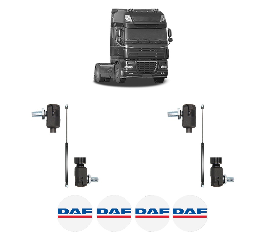 Set amortizoare portbagaj haion pentru DAF 95 XF din 1997-2002, 2 bucati, MAGNUM TECHNOLOGY, 4 stickere auto DAF