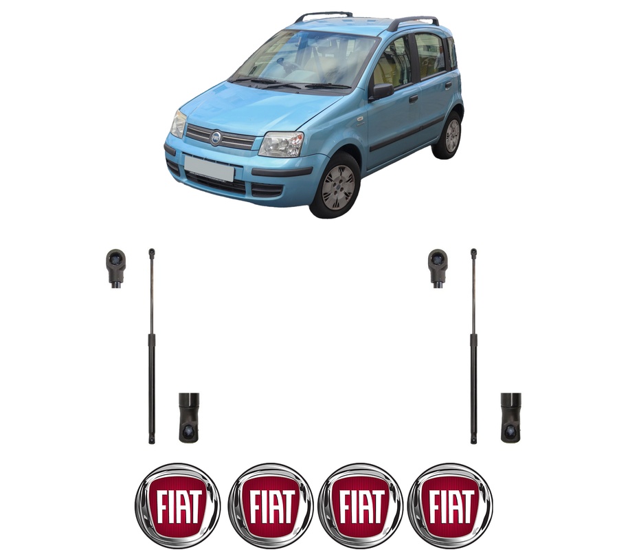 Set amortizoare portbagaj haion pentru FIAT PANDA Hatchback Van (169_) din 2004-2009, 2 bucati, MAGNUM TECHNOLOGY, 4 stickere auto FIAT