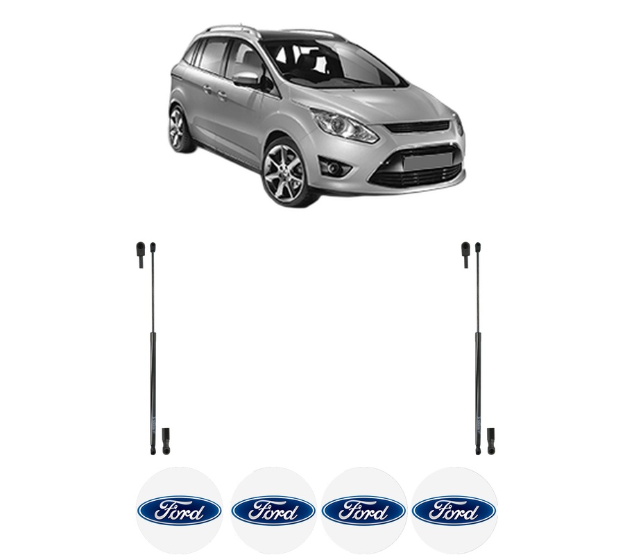 Set amortizoare portbagaj haion pentru FORD C-MAX II (DXA/CB7, DXA/CEU) din 2010-2019, 2 bucati, KROSNO, 4 stickere auto FORD