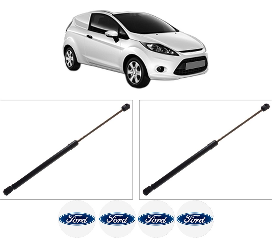 Set amortizoare portbagaj haion pentru FORD FIESTA VI Van din 2009-2017, 2 bucati, KROSNO, 4 stickere auto FORD