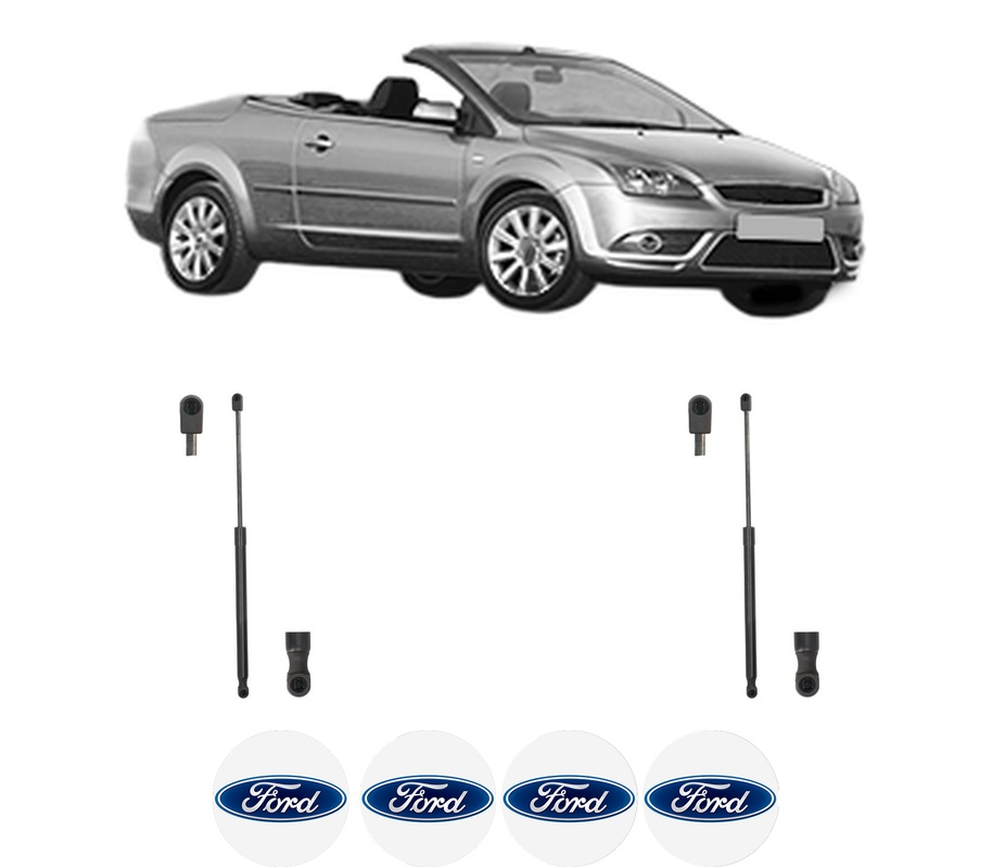 Set amortizoare portbagaj haion pentru FORD FOCUS II Convertible din 2006-2010, 2 bucati, KROSNO, 4 stickere auto FORD