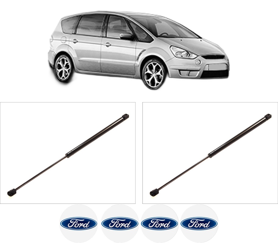 Set amortizoare portbagaj haion pentru FORD S-MAX (WA6) din 2006-2014, 2 bucati, KROSNO, 4 stickere auto FORD