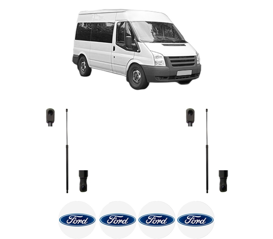 Set amortizoare portbagaj haion pentru FORD TRANSIT Bus (FD_ _, FB_ _, FS_ _, FZ_ _, FC_ _) din 2000-2014, 2 bucati, MAGNUM TECHNOLOGY, 4 stickere auto FORD