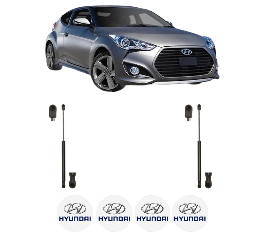 Set amortizoare portbagaj haion pentru HYUNDAI VELOSTER (FS) din 2011-2017, 2 bucati, KROSNO, 4 stickere auto HYUNDAI