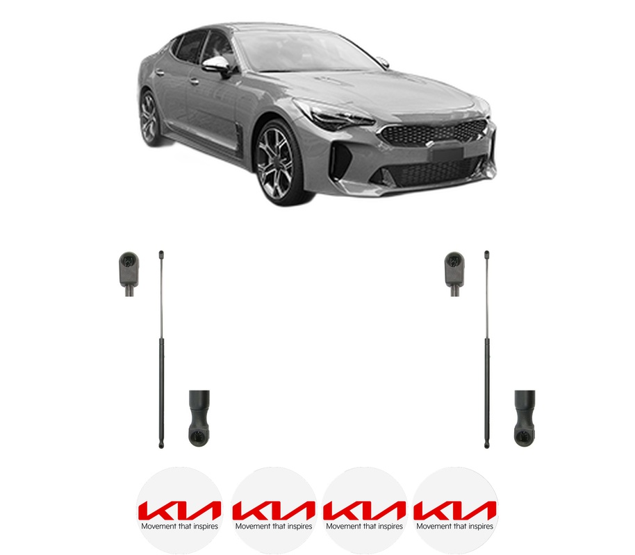 Set amortizoare portbagaj haion pentru KIA STINGER (CK) din 2017-2018, 2 bucati, KROSNO, 4 stickere auto KIA