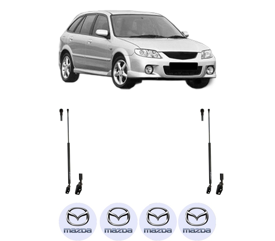 Set amortizoare portbagaj haion pentru MAZDA 323 F VI Hatchback (BJ) din 1998-2004, 2 bucati, KROSNO, 4 stickere auto MAZDA