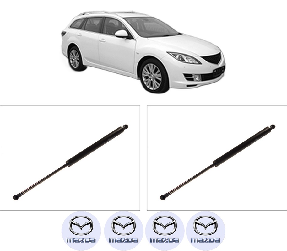 Set amortizoare portbagaj haion pentru MAZDA 6 Estate (GH) din 2007-2013, 2 bucati, KROSNO, 4 stickere auto MAZDA