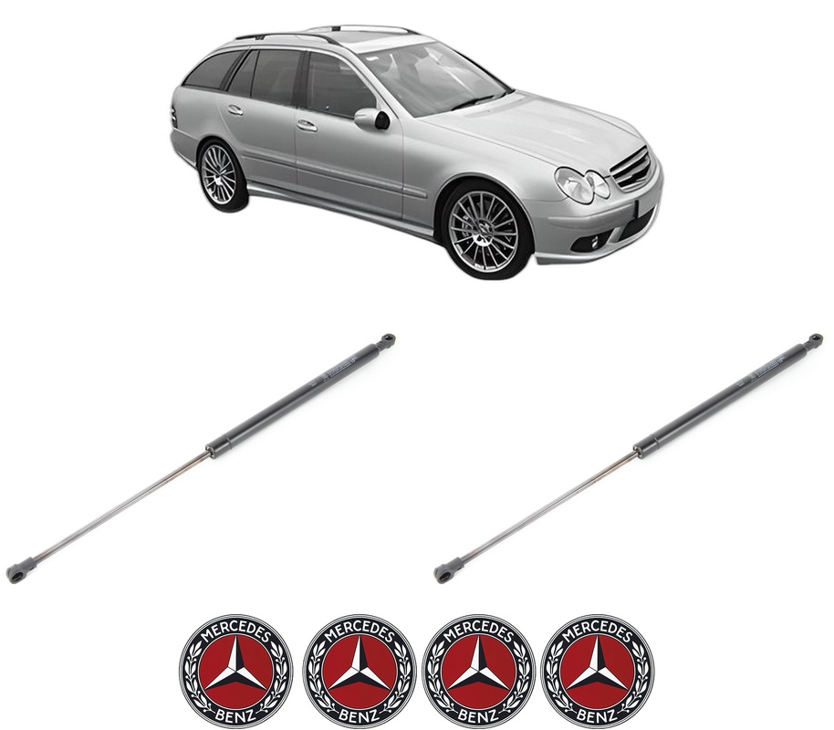 Set amortizoare portbagaj haion pentru MERCEDES-BENZ C-CLASS T-Model (S203) din 2001-2007, 2 bucati, KROSNO, 4 stickere auto MERCEDES-BENZ